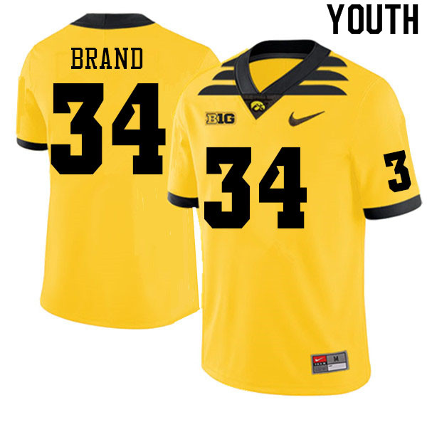 Youth #34 Zach Brand Iowa Hawkeyes College Football Jerseys Sale-Gold